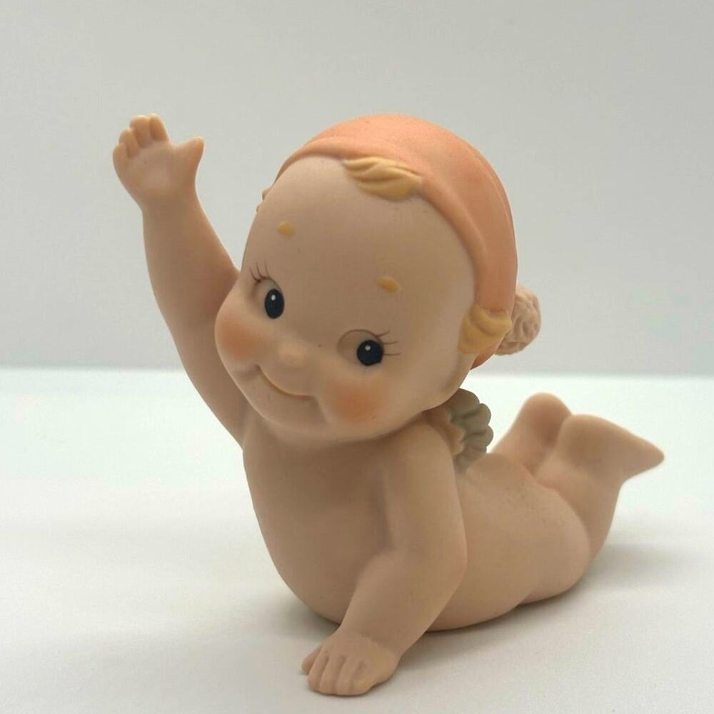 VTG 1992 Jesco/Enesco Rose O'Neill Porcelain Kewpie Doll Figurine, Crawling, Hat